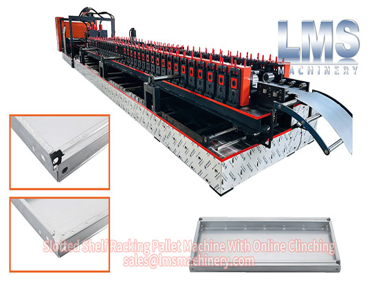 LMS Slotted Shelf Racking Pallet Roll Forming Machine With Online Clinching